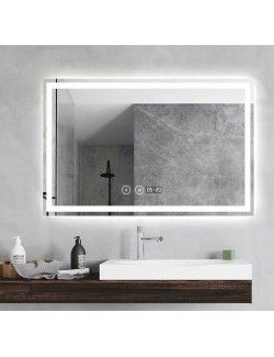 Зеркало DUSEL LED DE-M1091 100х75 с часами и Bluetooth