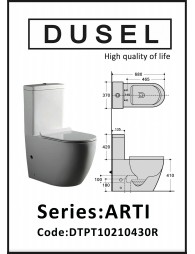 Унитаз-компакт DUSEL ARTI DTPT10210430R с бачком и сиденьем Slim Soft-Close