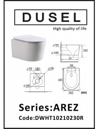 Унитаз подвесной DUSEL AREZ DWHT10210230R с сиденьем Slim Soft-Close