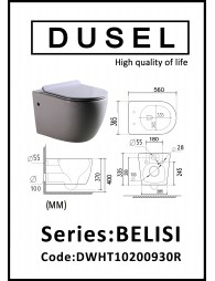 Унитаз подвесной DUSEL BELISI DWHT10200930R с сиденьем Slim Soft-Close