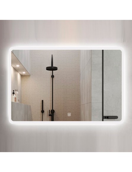 Зеркало DUSEL LED DE-M3011 90х70 c часами и датчиком температуры